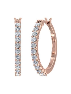 1/4 Carat to 3/4 Carat Natural Diamond Hoop Earrings in 10K Gold or 950 Platinum