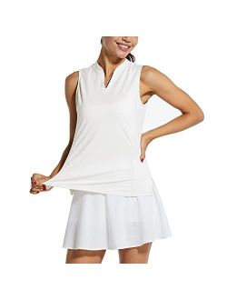 Women's Sleeveless Golf Tennis Shirts Lightweight Quick Dry V-Neck Tank Tops Polo