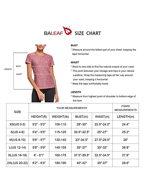 BALEAF Women's Athletic Shirt Workout Top Running Yoga Lightweight Quick Dry Short-Sleeved Crewneck Tee