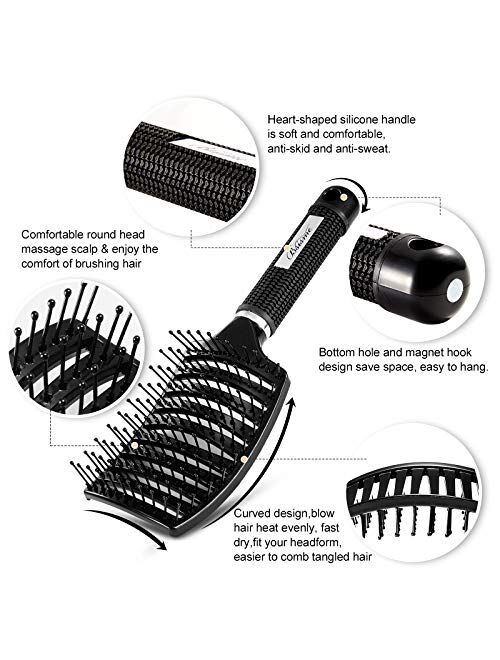 Bsisme Hair Brush, Curved Vent Brush and Hair Detangler, Professional Styling Hair Brush, Vented Hair Brush for Faster Blow Drying, Curved Hair Brushes for Women and Men,