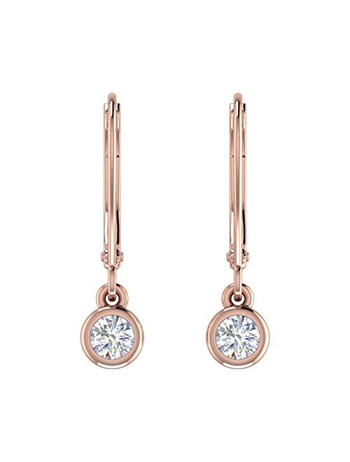 Finerock 0.40 Carat Diamond Lever-back Drop Earrings in 14K Gold