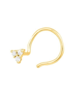 0.03 Carat 3-Stone Diamond Nose Pin Stud in 14K Gold
