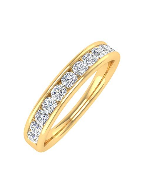 Finerock 1/2 Carat to 1 Carat Channel Set Diamond Wedding Band Ring in 14K Yellow Gold