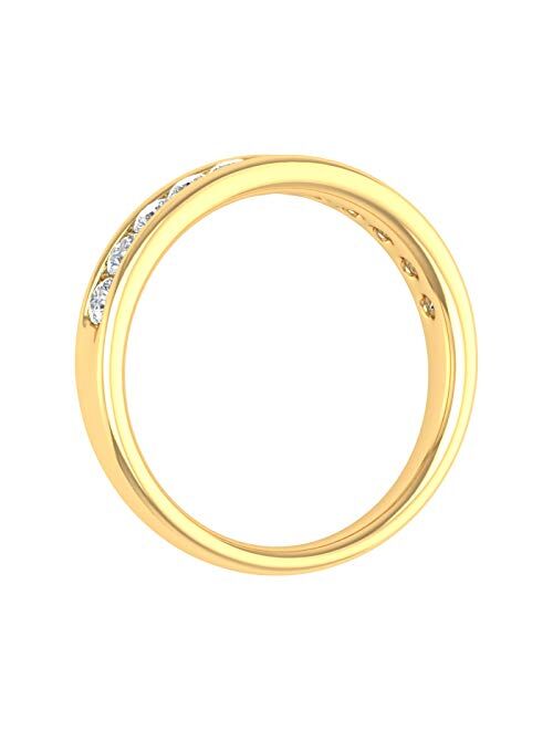 Finerock 1/2 Carat to 1 Carat Channel Set Diamond Wedding Band Ring in 14K Yellow Gold