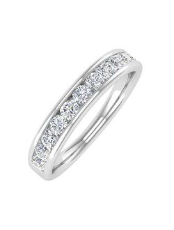 1/2 Carat to 1 Carat Channel Set Diamond Wedding Band Ring in 14K White Gold