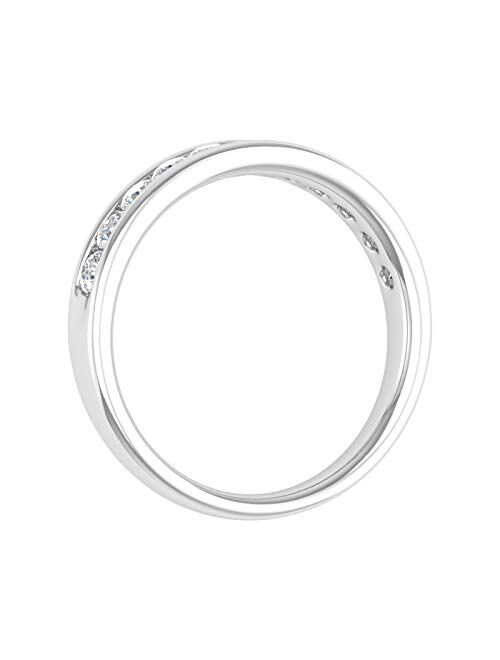 Finerock 1/2 Carat to 1 Carat Channel Set Diamond Wedding Band Ring in 14K White Gold