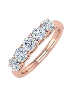 1 Carat 5-Stone Diamond Wedding Band Ring in 10K Gold