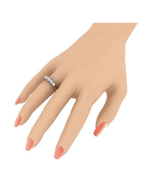 Finerock 1 Carat 5-Stone Diamond Wedding Band Ring in 10K Gold