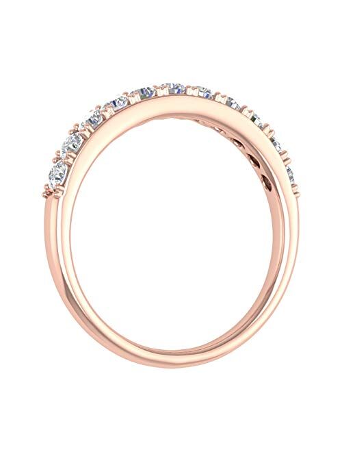Finerock 1/2 Carat Natural White Diamond Wedding Band Ring in 14K Gold