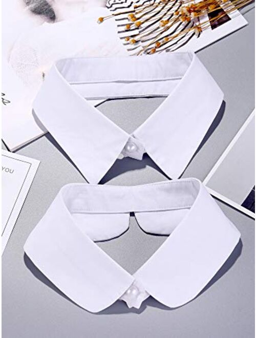 SATINIOR 2 Pieces Faux Collar False Lapel Detachable Blouse Collar, 2 Styles White