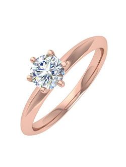 1/2 Carat 6-Prong Set Diamond Solitaire Engagement Ring in 10K Gold