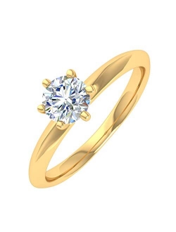 1/2 Carat 6-Prong Set Diamond Solitaire Engagement Ring in 10K Gold