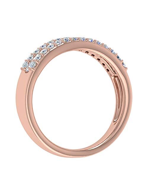 Finerock 1/2 Carat Baguette and Round Shape Diamond Wedding Band Ring in 10K Gold - IGI Certified
