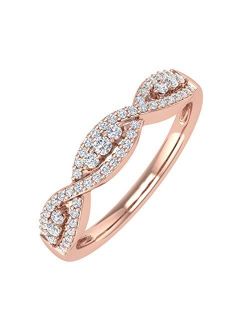 1/5 Carat Prong Set Diamond Twisted Wedding Band Ring in 14K Solid Gold (I1-I2 Clarity)