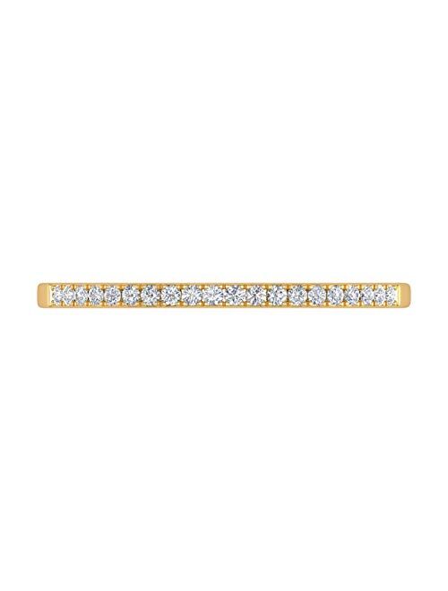 Finerock 1/10 Carat to 1/2 Carat Diamond Semi-Eternity Wedding Band Ring in 14K Yellow Gold (I1-I2 Clarity)