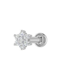 0.04 Carat to 0.15 Carat 7-Stone Cluster Diamond Nose Pin Stud in 18K Gold (SI1-SI2 Clarity)