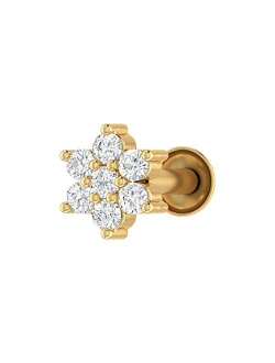 0.04 Carat to 0.15 Carat 7-Stone Cluster Diamond Nose Pin Stud in 18K Gold (SI1-SI2 Clarity)
