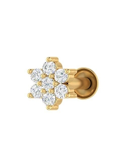 0.04 Carat to 0.15 Carat 7-Stone Cluster Diamond Nose Pin Stud in 18K Gold (SI1-SI2 Clarity)