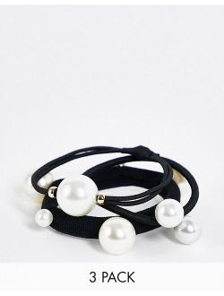 pack of 3 hair bands with pearl design