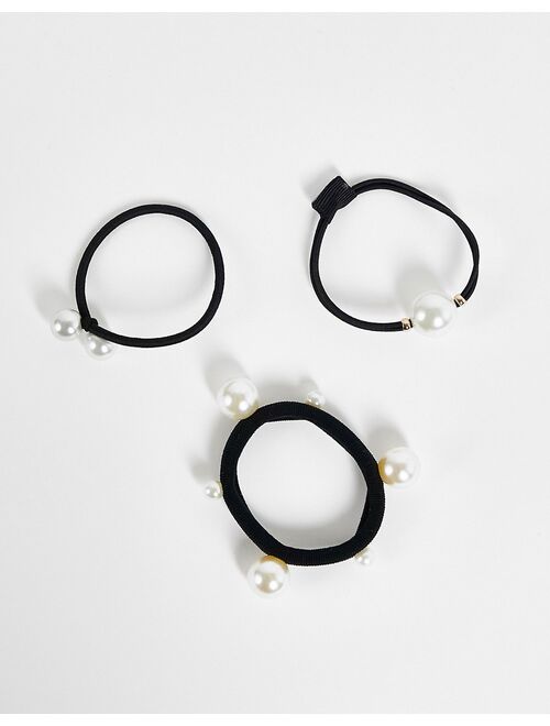ASOS DESIGN pack of 3 hair bands with pearl design