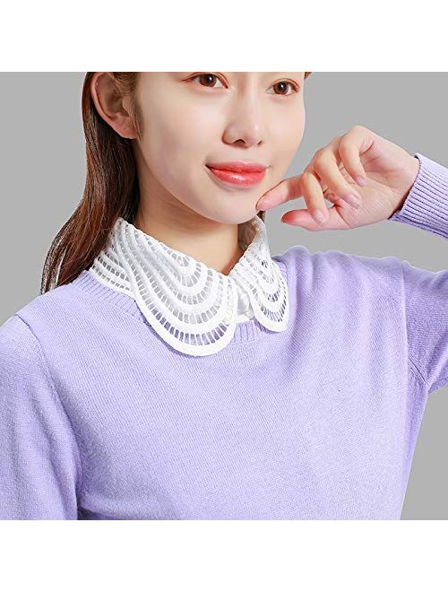 ZODSFG 2pcs Sweet Elegant Chiffon Lace Shirt Fake Collar Detachable Collars Shirt Blouse Lapel Sweater Lace Collar