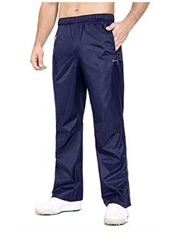 Men's Golf Rain Pants Zip Legs Lightweight Breathable Waterproof Pockets