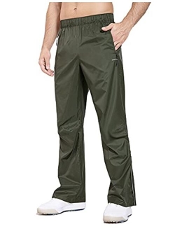 Men's Golf Rain Pants Zip Legs Lightweight Breathable Waterproof Pockets