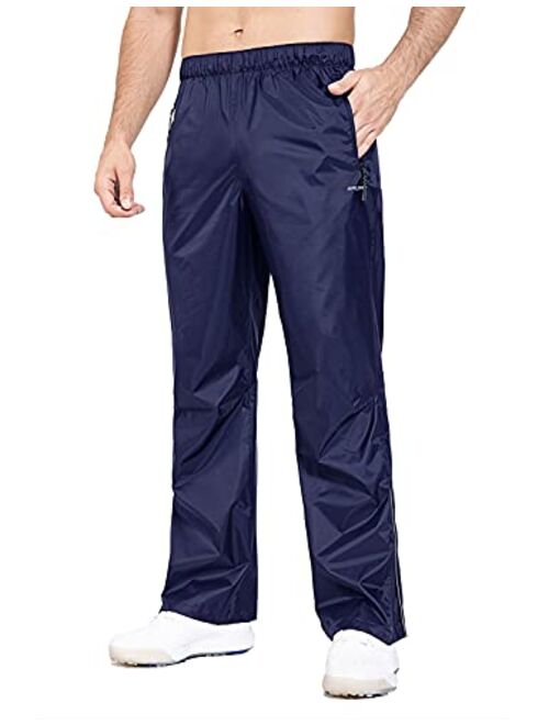 BALEAF Men's Golf Rain Pants Zip Legs Lightweight Breathable Waterproof Pockets