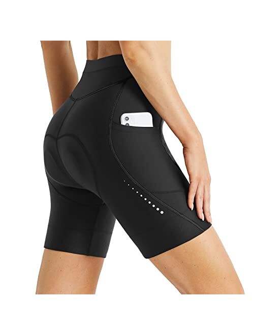 BALEAF Women's 4D Padded Bike Shorts Pockets Cycling Biking Bicycle Shorts Mountain Bike Spin Underwear Gel UPF50+
