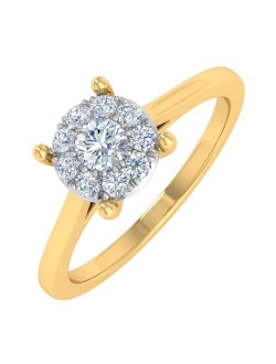 1/5 Carat Prong Set Diamond Engagement Ring in 10K Solid Gold - IGI Certified
