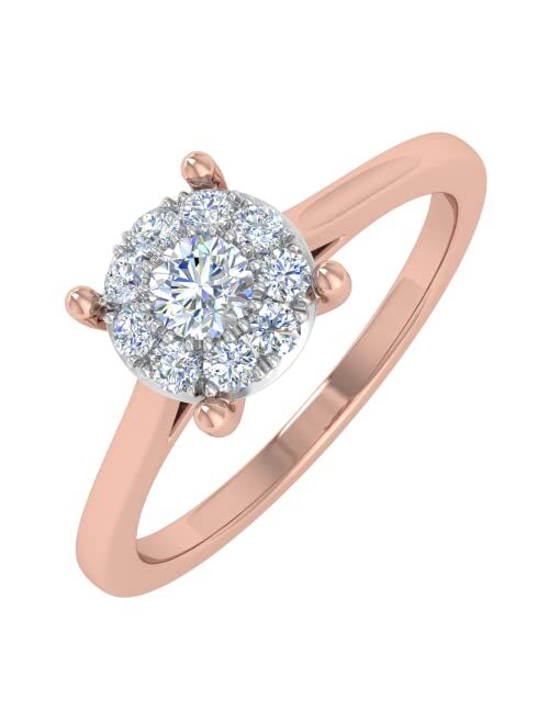 Finerock 1/5 Carat Prong Set Diamond Engagement Ring in 10K Solid Gold - IGI Certified
