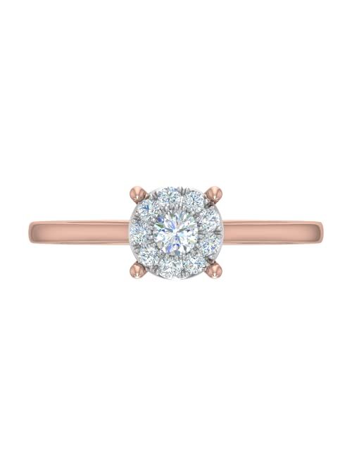 Finerock 1/5 Carat Prong Set Diamond Engagement Ring in 10K Solid Gold - IGI Certified