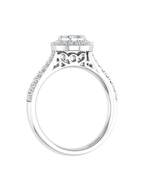 Finerock 1/2 Carat Diamond Cluster Engagement Ring in 10K Gold (I1-I2 Clarity)