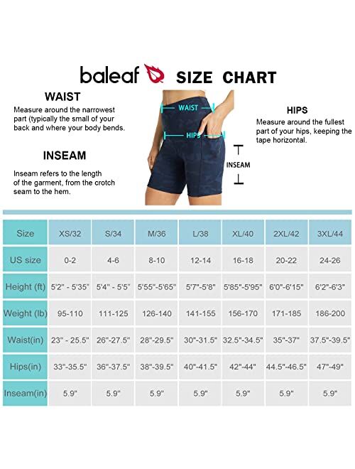 BALEAF Women's 6" High Waisted Biker Shorts Camo Soft Gym Workout Yoga Running Athletic Spandex Shorts with Pockets