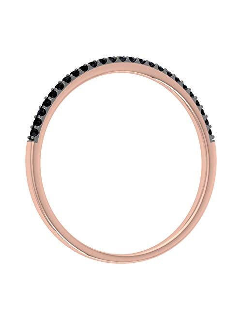 Finerock 0.08 Carat (ctw) 10K Gold Round Black Diamond Ladies Dainty Anniversary Wedding Stackable Ring