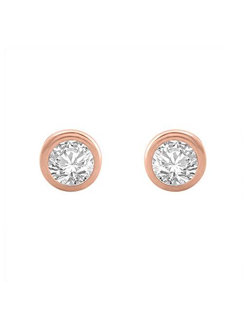Finerock 0.12 Carat Bezel Set Diamond Stud Earrings in 14K Gold