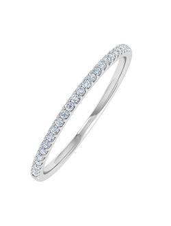 0.08 Carat (ctw) 10k Gold Round White Diamond Ladies Dainty Anniversary Wedding Stackable Ring (I1-I2 Clarity)
