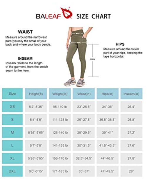 BALEAF Women's 7/8 Running Tights with Zipper Pocket Hiking Legging for Workout