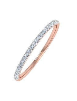 0.08 Carat (ctw) 10K Gold Round White Diamond Ladies Dainty Anniversary Wedding Stackable Ring