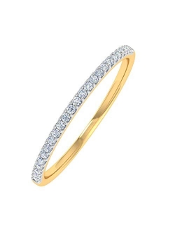 0.08 Carat (ctw) 10K Gold Round White Diamond Ladies Dainty Anniversary Wedding Stackable Ring