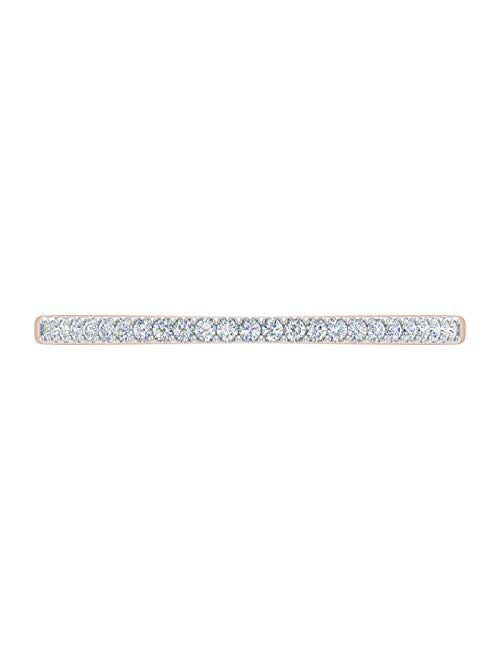Finerock 0.08 Carat (ctw) 10K Gold Round White Diamond Ladies Dainty Anniversary Wedding Stackable Ring