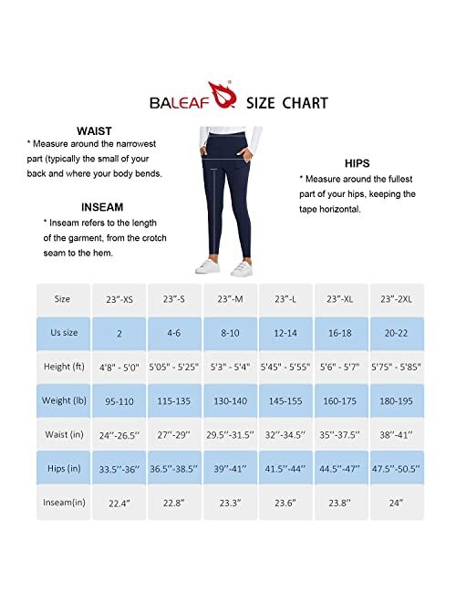 BALEAF Women's 23"/25"/27" High Waist Leggings Thin Warm Thermal Legging Tummy Control with Zipper Pocket Trail Tights