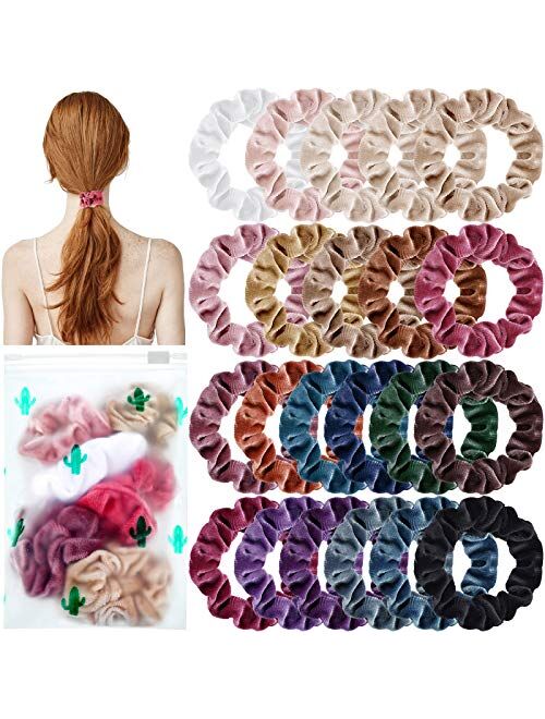 Syhood 22 Pieces Colorful Velvet Scrunchies for Toddler Girls Women Small Scrunchies for Thick Thin Hair Soft Velvet Elastic Hair Ties Bands Ponytail Holder Hair Accessor