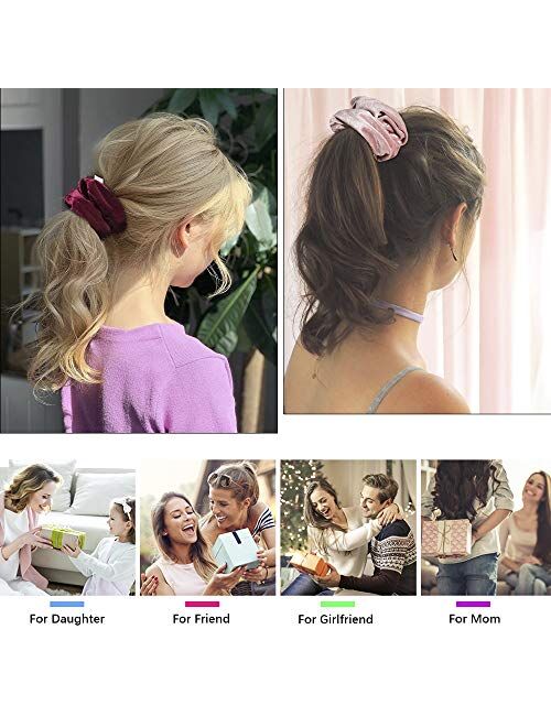 Ivyu Scrunchies Hair Ties Elastics Bands Ponytail Holder Pack of Neutral Scrubchy Hair Accessories Women Girls