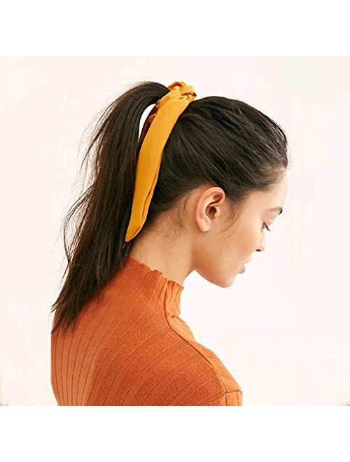 Aileam 6Pcs Hair Scarf Scrunchies Bow Silk Hair Ribbon for Women Girls Elastics Hair Ties