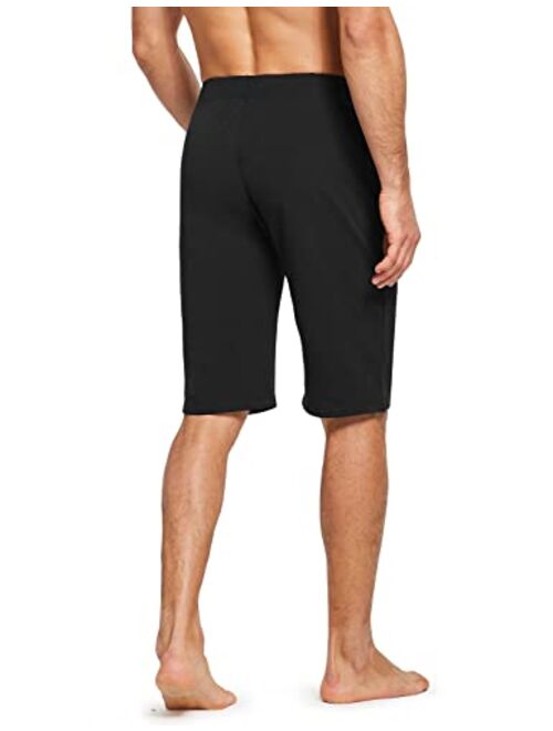 BALEAF Men's Long Shorts Cotton Below Knee Yoga Workout Pajama Lounge Athletic Sweat Jersey Shorts with Pockets