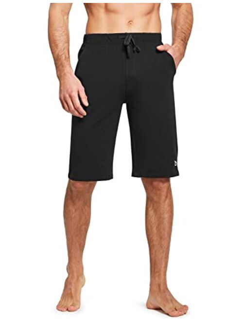 BALEAF Men's Long Shorts Cotton Below Knee Yoga Workout Pajama Lounge Athletic Sweat Jersey Shorts with Pockets