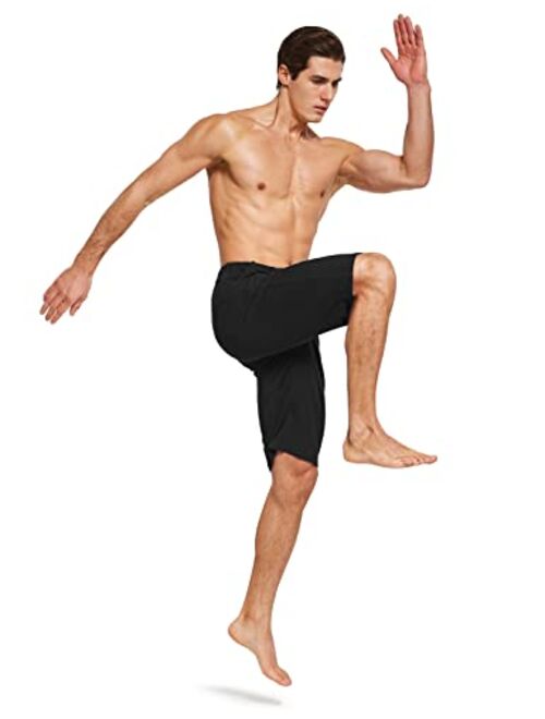 BALEAF Men's Long Shorts Cotton Below Knee Yoga Workout Pajama Lounge Athletic Sweat Jersey Shorts with Pockets