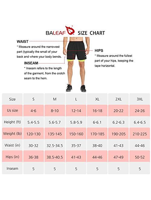 BALEAF Men's 2 in 1 Athletic Running Shorts 5" Quick Dry Lined Workout Shorts with Zipper Pocket