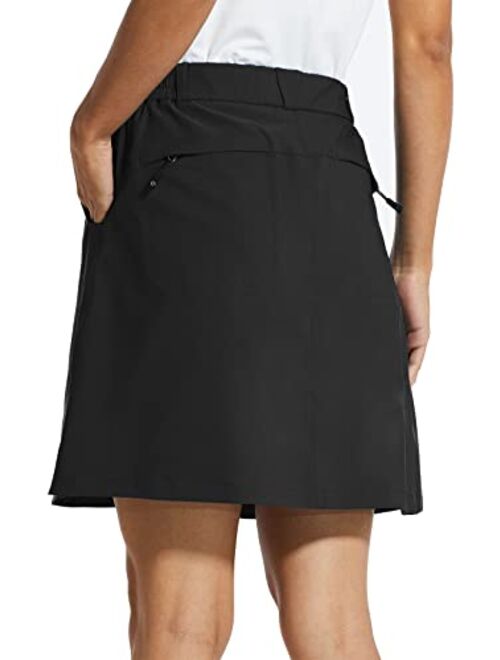BALEAF Women's Golf Skorts 5 Pockets with Zip 18" UPF 50+ Hiking Skirt Quick Dry Lightweight Skirts Outdoor Casual